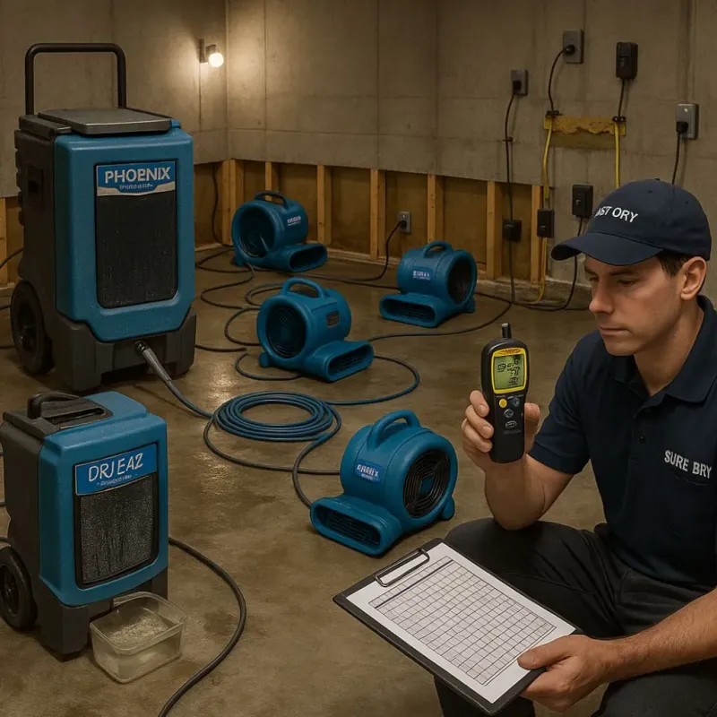 Structural Drying and Dehumidification process in Hampton, IA